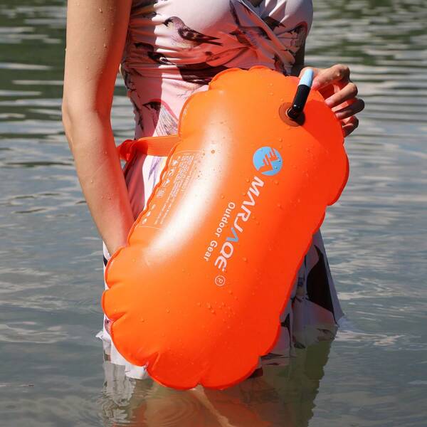 1 pieza Flotador inflable de burbuja para nadar, boya de remolque, ideal para nadadores principiantes, estilo aleatorio, artículos esenciales de playa, accesorios de playa, flotador de piscina