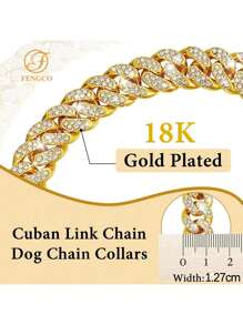 1 Sparkling Pet Necklace, Cool Dog Collar, Puppy Chain, Cuban Chain Inlaid With Artificial Diamonds, Pet Decoration Chain Accessories