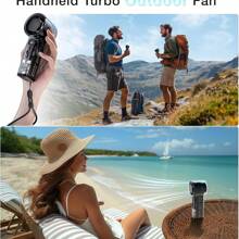 1PC Rechargeable 3000mAh Portable Small Hand Fan Camping Travel Air Cooler 100 Wind Speeds Adjustable Mini Personal Cooling Hand Held Fan,Turbo Fan