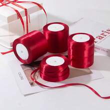 1pc 25 Yards/Roll Satin Ribbon, DIY Rose Flower Material Silk Satin Ribbon For Cake Decoration, Gift Wrapping, Wedding Party Bow, Burgundy Holiday Gift Wrapping Ribbon