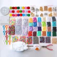 1 Set 4-Layer Grid Style Multi-Element Beaded Jewelry Casual Style Unique Combination, Comes With Gloves And Various Tools, Summer Style Accessories, Street INS Jewelry, Letter Beads, DIY Kit For Family, Auxiliary DIY Tools