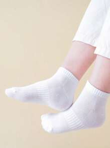 5 Pairs Cotton 100% Kids Socks, Black & White Striped Mid-Calf Socks For Boys & Girls, All Seasons