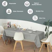 (12-Pack Heavy Duty Plastic Table Covers Tablecloth (Reusable) (Rectangle 54" X 108", Silver) - Silver - View 5