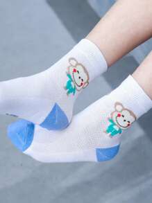 5 Pairs Kids' Mesh Breathable Thin Socks, Colorful Striped Socks For Boys And Girls, Spring/Summer