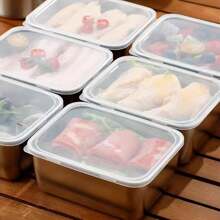 1/3/6PCS Household Stainless Steel Fresh-Keeping Box Set(Fresh-Keeping Box + Fresh-Keeping Lid) , Sealed Refrigerator Food Storage, Box Kitchen Accessories, Kitchen Storage Box, Outdoor Garden Picnic, Camping, Office, Travel,Outing, Barbecue Lunch Box, Outdoor With Independent Sauce Compartment Box, Egg-Proof Antibacterial Refrigerator Storage Artifact,Outdoor Supplies, Camping Supplies, Barbecue Supplies