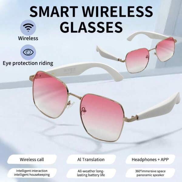 LIGE LIGE's New Casual Smart Bluetooth Glasses 55mAh MAh Capacity Battery Bluetooth Call / Music Playback / Voice Assistant / Remote Control Photography / AI Translation, UV Proof / UV400 / Anti-Glare / Wind And Sandproof Fashion Multifunctional Smart Glasses For Women Every Day, Travel, Wear