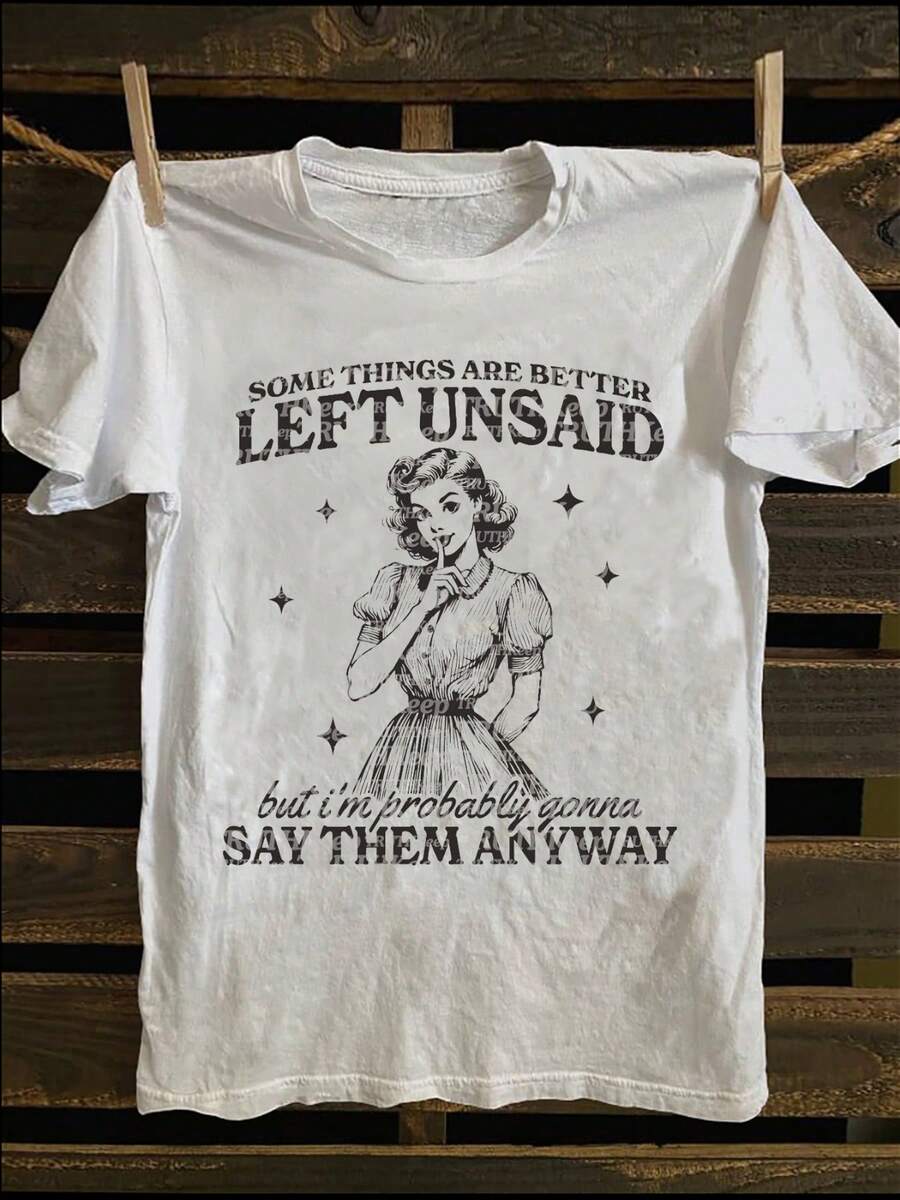 Front Vintage Housewife Pattern Print Round Collar Short Sleeve T-Shirt Top Comfortable Breathable Fabric Leisure Sports Style Men 100% Cotton Street Wear T-Shirt (Choose A Larger Size To Get A Loose Effect) - White - View 1