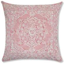 Conjunto de 4 capas de almofadas decorativas com mandala rosa, 45 cm quadrados - Design floral moderno, fecho com zíper, adequado para decoração de sofá e quarto