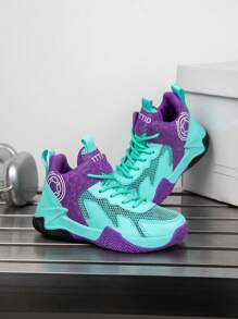 1 Pair Children's Outdoor Basketball Shoes, Casual Sneakers, Non-Slip, Comfortable, Fashion, Breathable Mesh