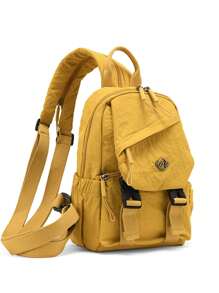 1 pieza Mochila multifuncional de nailon, Bolso de pecho para deportes al aire libre, Mochila ligera y sencilla, Bolso cruzado de hombro casual y de moda