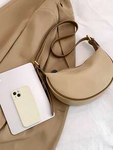 Women Leather Dumpling Handbag, PU Leather One Shoulder Saddle Bag, Solid Color Everyday Commute Bag For Women, Adjustable Strap Suitable For Shopping, Wallet, Young Women, College Students, Beginners, Office Ladies. Ideal For Office, University, Work, Business, Commuting, Outdoor Activities, Travel And Picnic