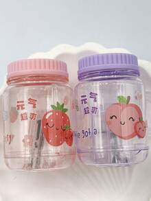 1件/2件/3件/4件/5件/6件/9件/10件/15件/32件创意珍珠奶茶杯卷笔刀，单孔，易削，金属刀片，ABS塑料，防刮，透明刨花收集器，设计 - 彩色 - 查看 3