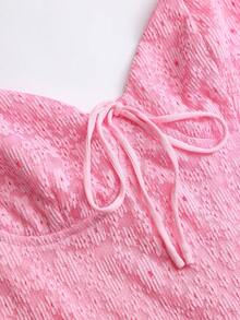 D&M 性感细肩带露背荷叶边蕾丝女士派对晚礼服（重绣版）、礼服、正式、婚礼宾客 - 粉色 - 查看 9