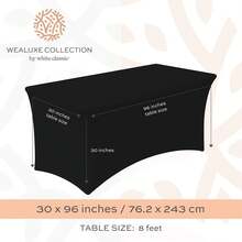 Stretch Spandex Table Covers 8FT, Pack Of 2 Fitted Tablecloths For Rectangle Tables, Stretchy Wrinkle Resistant Folding Table Cover, Black - Black - View 2