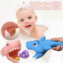 1pc Shark Themed Bath Toy Set - Interactive Educational Bath Toy With Random Colors, Creative Designs, And Fun Feeding Action, Suitable For Infant & Toddler Bathing