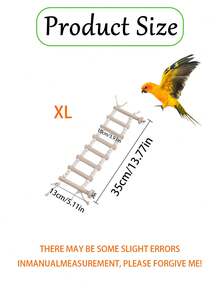 1pc Parrot Climbing Rope Ladder, Rotating Perch Stand, Wooden Rope Bridge Toy, Intelligence Training Bird Supplies, Parrot Cage Accessories