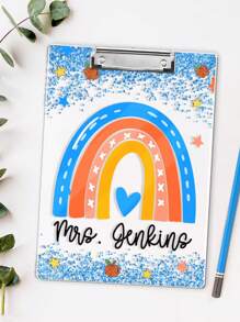 1pc Personalized Teacher Appreciation Gifts, Custom Rainbow Clipboard, Teacher Name Clipboard, Back To School, End Of Year School Gift,Monogram Teacher Clipboards,Cute Classroom Accessory