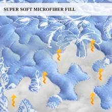 Flysheep Reversible Quilt Set Full Size, 3 Pieces White Blue Botanical Floral Printed Summer Bedding Set, Soft Microfiber Lightweight Bedspread/Coverlet All Season - 92x90 - Grey - View 5