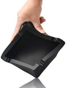 4 Dual-Use Rest Large Silicone Ashtray - Black Unbreakable Cigar Cigarette Ashtray For Outdoor Patio/Indoor/Home Decor - Black - View 3