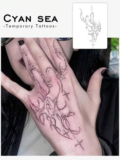 1 Sheet Waterproof, Sweat-Proof, Non-Reflective Temporary Tattoo, European-Style Thorn Totem Design, Cool Temporary Tattoo Suitable For People's Daily Use