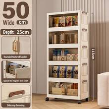 Hộp lưu trữ nhiều lớp có thể gấp lại 5/4/3/2/1, Tủ lưu trữ quần áo phòng ngủ hai cửa, Kệ gấp sách & đồ ăn nhẹ phòng khách kiểu kem - Nhiều màu - Xem 35