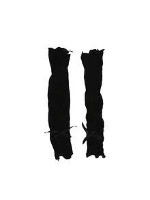 半双装女士时尚蕾丝荷叶边洛丽塔蕾丝手套，黑白网纱蝴蝶结袖套，露指手套，薄网纱防晒袖套，角色扮演配饰