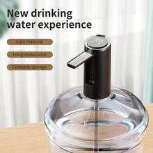 Water Bottle Pump Dispenser: Electric Water Dispenser Pump For Bottled Water Foldable Drinking Water Pump USB-Charing Water Bottle Dispenser Automatic Water Gallon Pump - Black - View 5