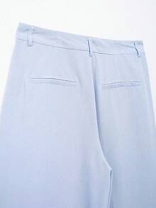 DEEKA 女式春夏秋季 Polo 领休闲开衫，百搭纯色优雅衬衫上衣，柔软面料，宽松褶皱阔腿裤，两件套阿拉伯风格套装，适合海滩度假、办公室、街头穿着 - 藍色 - 查看 11