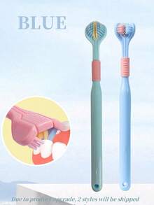 1pc/2pcs Adult Soft Bristle Triangular Toothbrush 45 Degree Angle Triple Deep Clean Oral Care Toothbrush With Tongue Cleaner - Multicolor - View 9