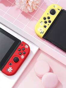 1对白色花柄保护壳 Switch Oled/NS Joy-Con 控制器，Switch Joy-Con 左右手柄控制器保护套，Switch 游戏机配件，保护 Joy-Con 控制器免受损坏，防油防刮，易于安装和拆卸 - 彩色 - 查看 6