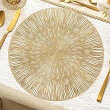 6pcs/8pcs Set Elegant European Style Firework Pattern Round Placemats - Waterproof, Oil-Resistant, Heat-Resistant, Suitable For Western Dining, Lace Design Protects Tabletop, For Events And Parties - Gold - View 8