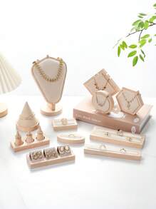 1 件橡胶木高档天鹅绒木制珠宝展示架,垂直项链架,耳环架收纳架女士收纳整理器旅行必需品返校宿舍收纳秋季装饰 - 彩色 - 查看 4