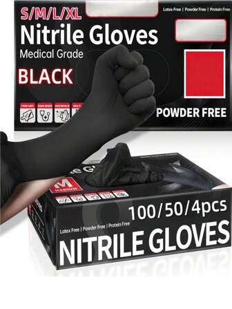 4/50/100 Pieces/Pack Of Multi-Color (Blue, Black, Dark Purple) Thick Disposable Nitrile Gloves, Perfect For Kitchen, Gardening, Bathroom Cleaning, Car Repair, School Labor, Party Activities, Holiday Gifts, Dishwashing, Cleaning, Beauty Salons, Hair Dyeing, Hotels, Waterproofing, Cleaning, Laundry And Aquaculture Food Processing, Household Daily Cleaning And DIY Resin Making Tools, Latex And Powder Free