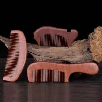 1/2pcs Thick Toothed Wooden Hair Brush, Hand Held Massage Comb