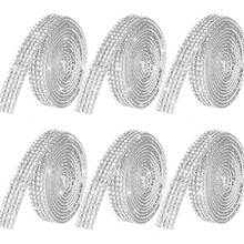 Entrega local - Cinta con cristales autoadhesiva, 12 rollos de tiras de lentejuelas, tiras de cristales de 12 yardas para manualidades DIY, cristales para artesanía - Colores de cristal blanco - Ver 1