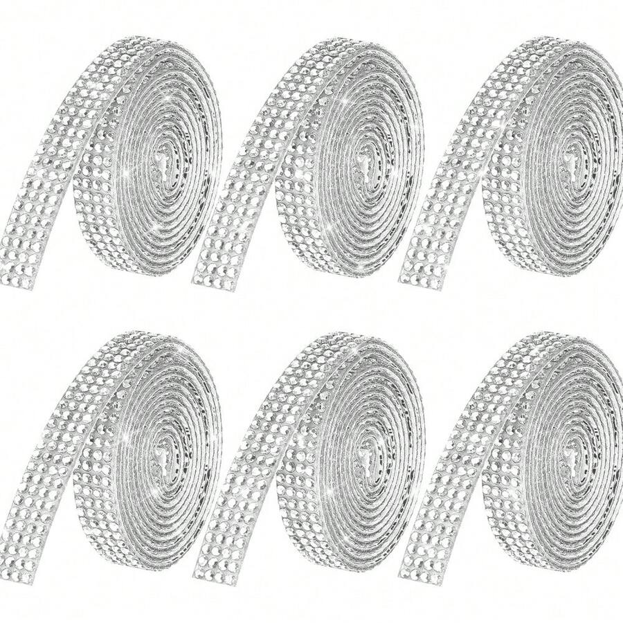 Entrega local - Cinta con cristales autoadhesiva, 12 rollos de tiras de lentejuelas, tiras de cristales de 12 yardas para manualidades DIY, cristales para artesanía - Colores de cristal blanco - Ver 1