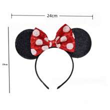 Disney 1pc New Disney Sequin Mickey Mouse Headband, Sequin Minnie Bow Hair Accessories, Holiday Party For Adults And Kids