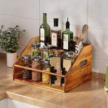 3 Tier Wood Liquor Bottle Display Shelf, Coffee Syrup Organizer Rack, Wine Racks Countertop, Bar Shelf For Vodka Tequila Whiskey, Liquor Cabinet For Home Decor, Mini Bar, Brown Bar Organizer - Multicolor - View 5