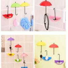 3pcs Creative Mini Umbrella Hooks Adhesive Strong Adhesive Wall Decoration No Trace Nail-Free Sticky Hooks For Kitchen And Bathroom Wall Hooks