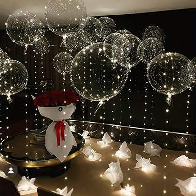 20 Stück (10 Sets) - LED Ballon Lichterkette, transparentes Bobo Ball Design, verzaubernde LED Bobo Ballons mit kühlem weißem Lichterkettenlicht, Geburtstag, Hochzeit, Jahrestag, Valentinstag & Weihnachtsdekoration, Sommerstrand Party Dekoration, Geburtstagballons, Innenraumdekoration für Partys, warmweißes/weißes Licht, Halloween Dekoration, Neujahrsdekoration