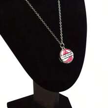 1pc Custom Name Volleyball Necklace Personalized Customized Text Multicolor Double Sided Glass Ball Pendant Chains Necklace Sports Style Jewelry Volleyball Fans Commemorative Gift