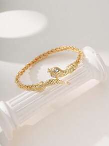 Herseygold 1pc Turkish/Arabic Snake Style Women Anklet, Luxury Gold Plated Middle Eastern Muslim Bride Foot Jewelry