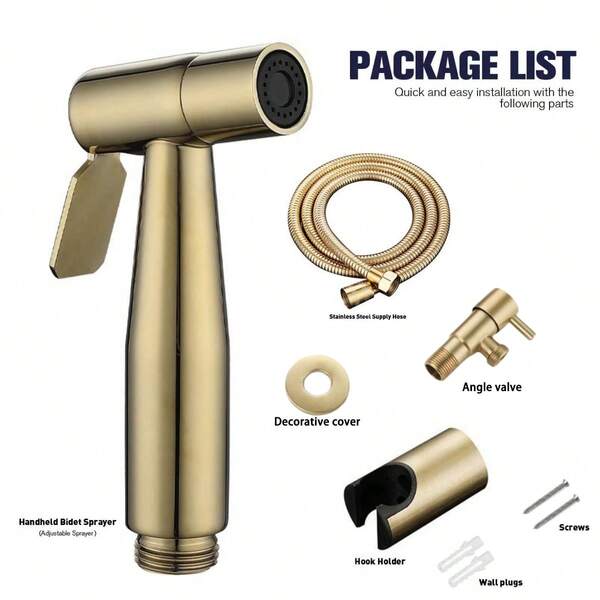 Toilet Bidet Set With Self-Cleaning Anus Shower Bidet Sprayer, 304 Stainless Steel Cold Spray Gun, Toilet Bidet Cleaner Handheld Spray Set