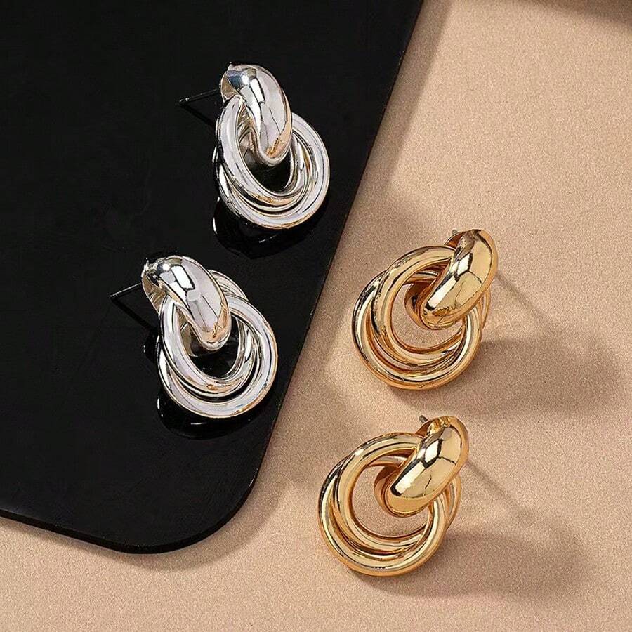 2 Stücke elegante Ohrringe im Kabel-Strick-Stil, erschwingliches Mode-Schmuckgeschenk für Frauen