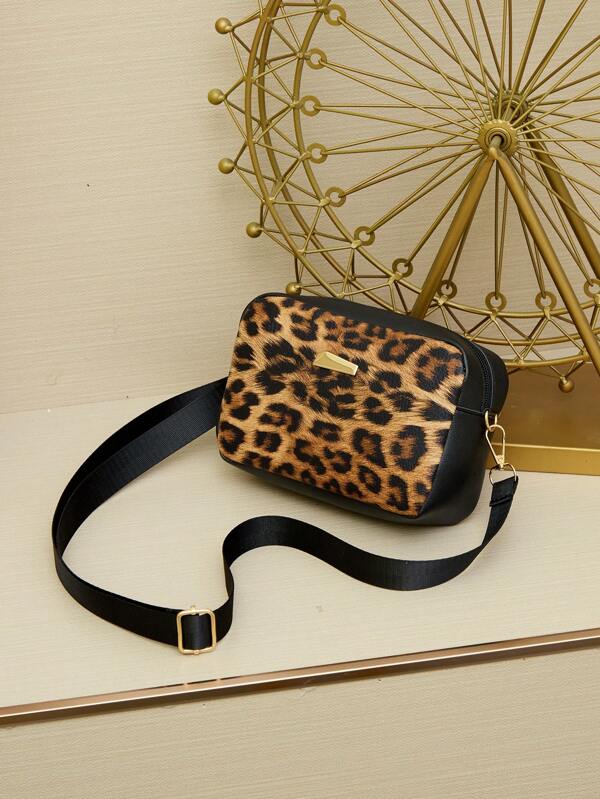 Borsa da donna mini ultima moda con motivo leopardato, borsa da festa, matrimonio, ballo, cena, piccola borsa a spalla/borsetta da cerimonia, adatta per vacanze e uscite, borsa portamonete e telefono, borsa quadrata mini adatta per l'uso casual di strada