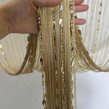 100cmX200cm Decorative Door String Curtain Beads Wall Panel Fringe Window Room Divider Blind For Wedding Coffee House Parts Door Divider Beads Tassel Screen Decoration (Colorfull 25) - 金色 - 查看 3