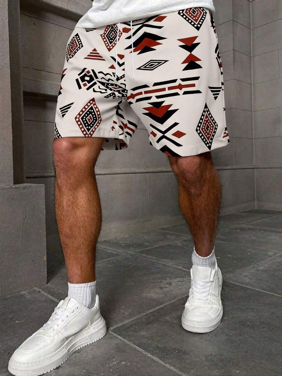 Men's Tie-Dye Flower Retro Print Casual Shorts, Lightweight Summer Fashion Retro Streetwear Beach Pants