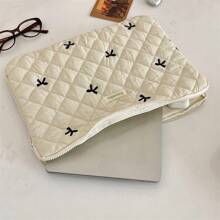 Cute Lingge Embroidered Bow Tablet Bag Laptop Bag Compatible With Macbook Full Of Girl Hearts