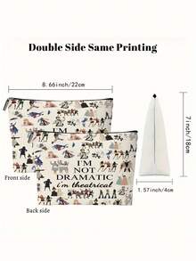 1 Pieza Bolsa de maquillaje para teatro musical - 'No soy dramática, soy teatral' Estuche cosmético con cremallera - Regalo para fans del teatro - Gris - Ver 2