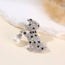1 pieza Broche de perro con piedras de colores de aleación de zinc brillante y creativo, pasador de solapa minimalista y de moda para traje/abrigo, mochila unisex para la escuela